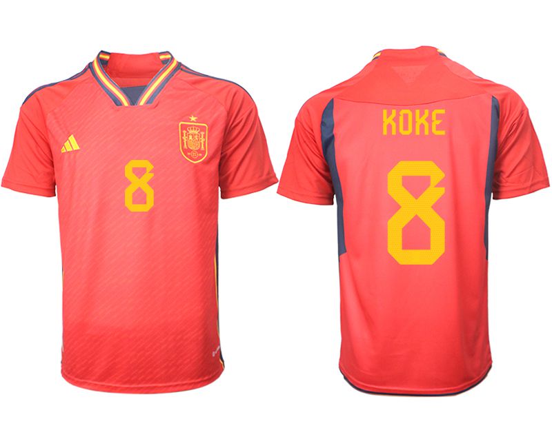 Men 2022 World Cup National Team Spain home aaa version red #8 Soccer Jerseys